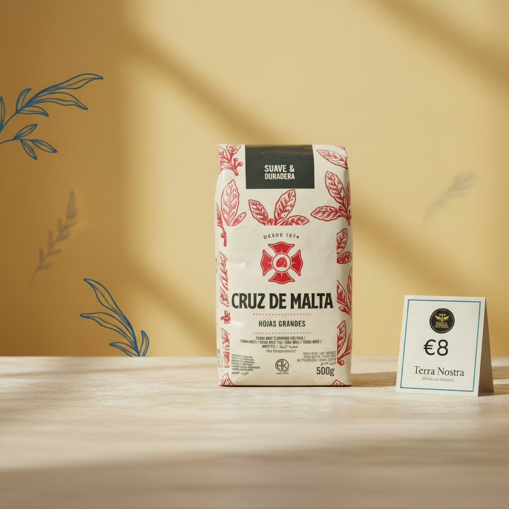 Cruz de Malta Yerba Mate 500g во Yerba шаблон со Terra Nostra картичка со цена €8